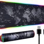 World Map RGB Gaming Mouse Pad XL Rubber USB Wired | 80*30cm Gamer