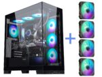 SAMA 4503 ATX Computer Case Tempered Glass Mid Tower USB C 4 Fixed ARGB Fans Gaming Computer Case Black