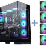 SAMA 4503 ATX Computer Case Tempered Glass Mid Tower USB C 4 Fixed ARGB Fans Gaming Computer Case Black