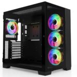 SAMA A711 Tempered Glass 4x ARGB Fans Type-C ATX Mid Tower Gaming Computer Case Black