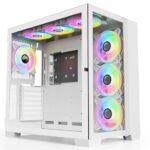 SAMA A711 Tempered Glass 4x ARGB Fans Type-C ATX Mid Tower Gaming Computer Case White