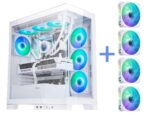 SAMA 4503 ATX Computer Case Tempered Glass Mid Tower USB C 4 Fixed ARGB Fans Gaming Computer Case White