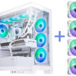 SAMA 4503 ATX Computer Case Tempered Glass Mid Tower USB C 4 Fixed ARGB Fans Gaming Computer Case White