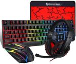 T-Wolf Gaming Combo TF800 Keyboard Mouse Headphone Mouse Pad Wired LED RGB Backlight Bundle For Gaming.