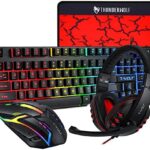 T-Wolf Gaming Combo TF800 Keyboard Mouse Headphone Mouse Pad Wired LED RGB Backlight Bundle For Gaming.