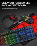 T-Wolf Gaming Combo TF800 Keyboard Mouse Headphone Mouse Pad Wired LED RGB Backlight Bundle For Gaming. - Image 2