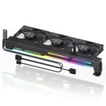 AsiaHorse Graphics Card Cooler with ARGB 5V 3Pin LED and Three 80mm Fans, RGB LED Graphics Card Holder, GPU Cooler-Black