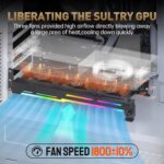 AsiaHorse Graphics Card Cooler with ARGB 5V 3Pin LED and Three 80mm Fans, RGB LED Graphics Card Holder, GPU Cooler-Black - Image 9