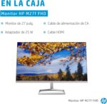 HP M27f Monitor - 27 Inch Screen, Full HD IPS Display, 75Hz, 5ms Response Time, VGA, 2xHDMI, TFT Monitor Silver/Black - Image 2