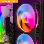 upHere U2C Case Fan 120mm Black 5V ARGB SYNC PWM Silent Computer Cooling Fans All in One Daisy Chain AIO 3-Pack,U2C-3 - Image 3