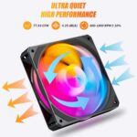 upHere U2C Case Fan 120mm Black 5V ARGB SYNC PWM Silent Computer Cooling Fans All in One Daisy Chain AIO 3-Pack,U2C-3 - Image 7