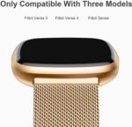 Fitbit Versa 3/Versa 4 and Fitbit Sense/Sense 2 Smartwatch, Stylish Fashionable Stainless Steel Milanese Metal Loop Wristbands - Image 8