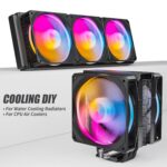 upHere U2C Case Fan 120mm Black 5V ARGB SYNC PWM Silent Computer Cooling Fans All in One Daisy Chain AIO 3-Pack,U2C-3 - Image 4
