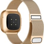 Fitbit Versa 3/Versa 4 and Fitbit Sense/Sense 2 Smartwatch, Stylish Fashionable Stainless Steel Milanese Metal Loop Wristbands