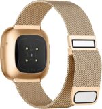 Fitbit Versa 3/Versa 4 and Fitbit Sense/Sense 2 Smartwatch, Stylish Fashionable Stainless Steel Milanese Metal Loop Wristbands