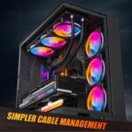 upHere U2C Computer Case Fan 120mm Black 5V ARGB SYNC PWM Silent Computer Cooling Fans All in One Daisy Chain AIO 6-Pack,U2C-6 - Image 5