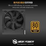 High Power 600W 80+ Gold Gaming Power Supply HP1-J600GD-F12S