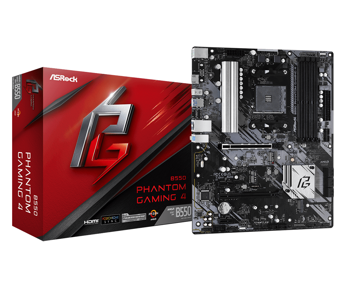 B550 Phantom Gaming 4(L1) ASRock B550 Phantom Gaming 4 ATX DDR4 AM4 Motherboard