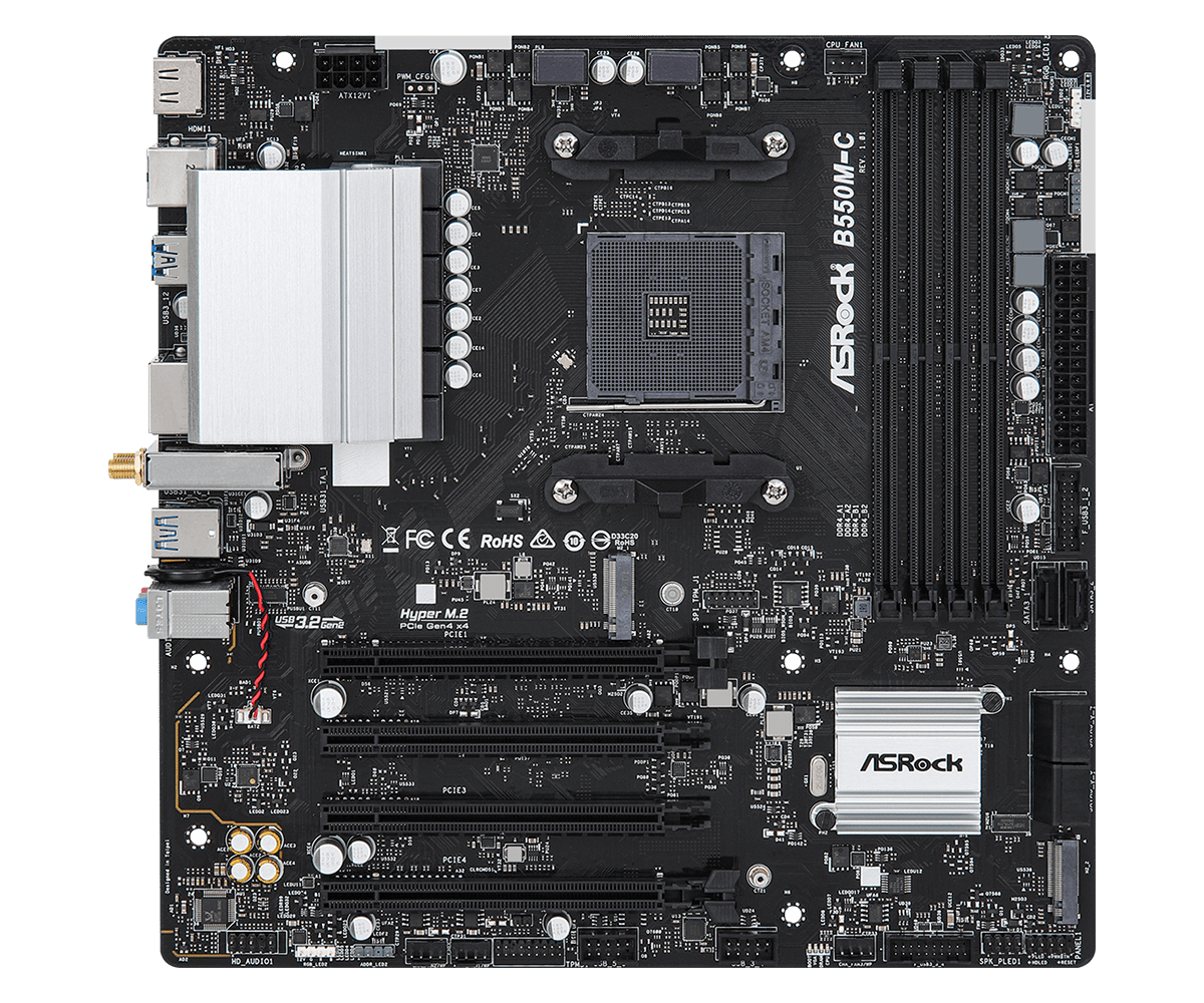 B550M-C(L1) ASROCK B550M-C AMD AM4 Socket DDR4 MICRO ATX MOTHERBOARD