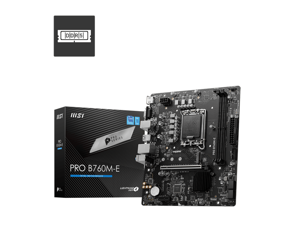 MSI PRO B760M-E DDR5 LGA 1700 Micro-ATX Gaming Motherboard MSI PRO B760M-E DDR5 LGA 1700 Micro-ATX Gaming Motherboard