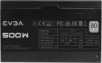 Evga 500 W1, 80 Plus 500Watts ATX Power Supply.