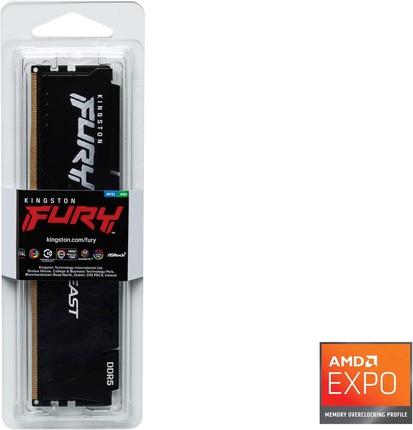 Kingston FURY Beast Black DDR5 32GB 5600MT/s CL40 DIMM Desktop Gaming Memory Single Module AMD Expo and Intel XMP - KF556C40BB2-32 Kingston FURY Beast Black DDR5 32GB 5600MT/s CL40 DIMM Desktop Gaming Memory Single Module AMD Expo and Intel XMP - KF556C40BB2-32