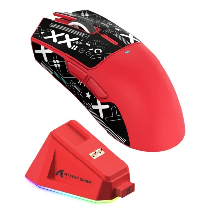 ATTACK SHARK X11 Lightweight Wireless Gaming Mouse with RGB Charging Dock,Tri-Mode-2.4G/USB-C Wired/BT,22K DPI for PC/Mac