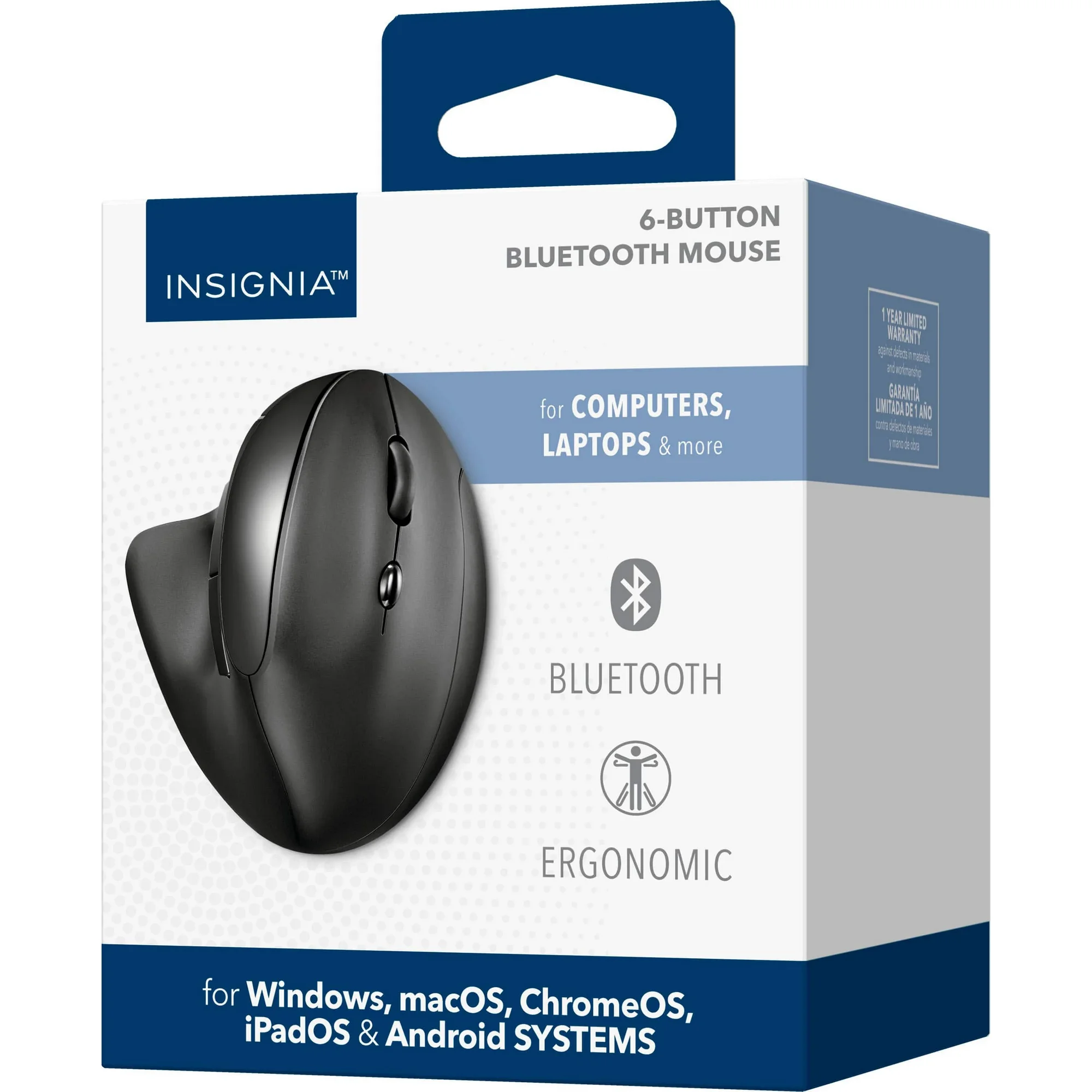 Insignia Bluetooth Wireless 6 Button Ergonomic Mouse - Black Insignia Bluetooth Wireless 6 Button Ergonomic Mouse - Black