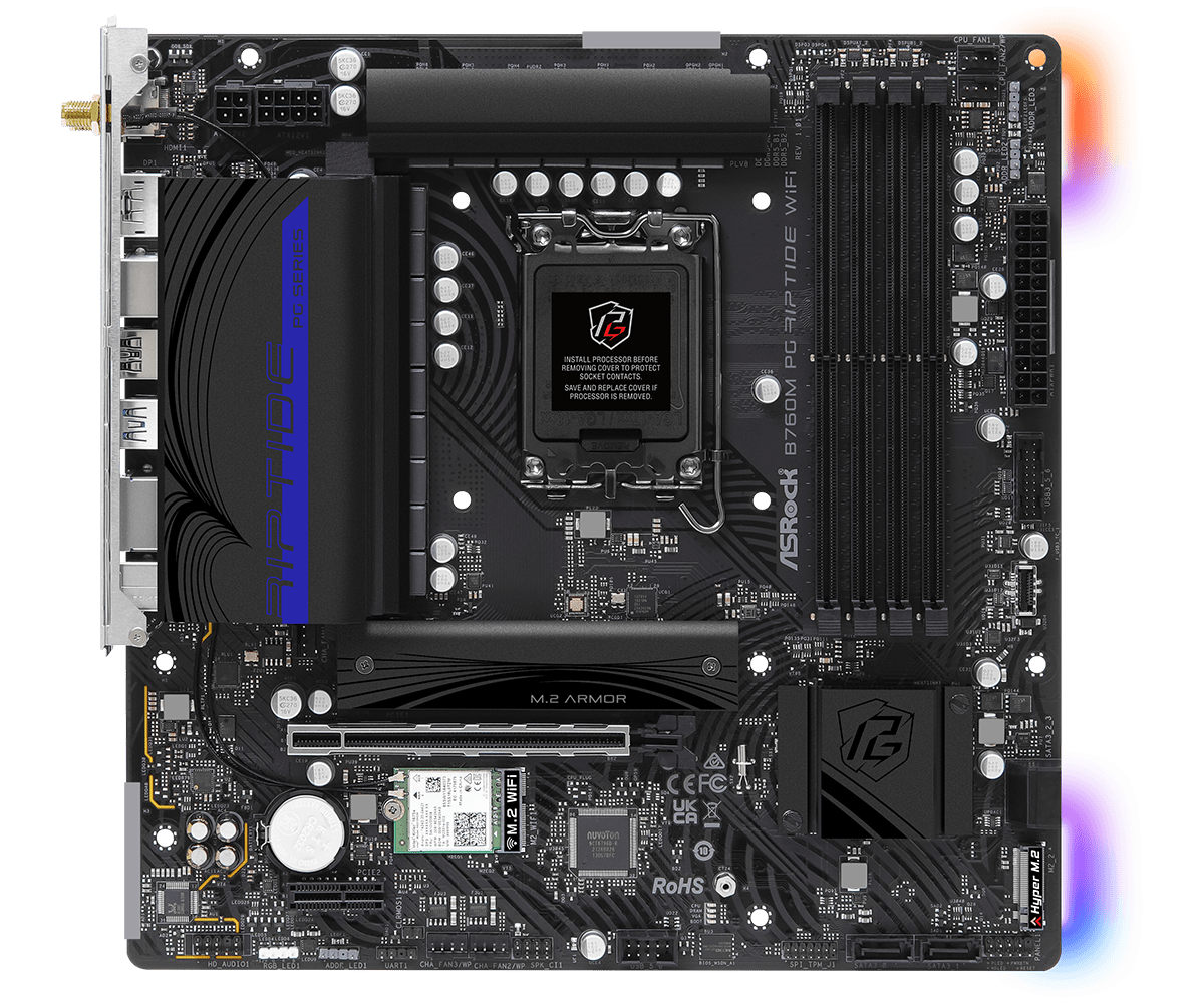 B760M PG Riptide WiFi(L2) ASRock B760M PG Riptide WiFi Micro-ATX Gaming Motherboard