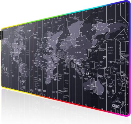 XXL Professional Large Mouse Pad & Computer Game Mouse Mat RGB World Map 800 by 300