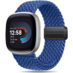 Fitbit Sense,Versa 3 4 Sports Smart Watch Strap Nylon Braided Loop Magnetic Buckle
