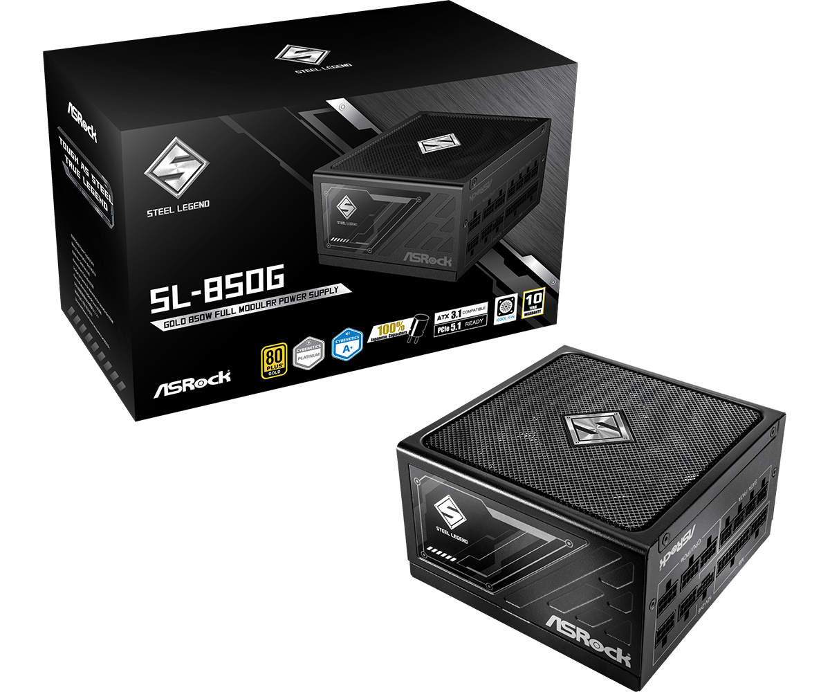 SL-850G(L1) ASRock SL-850G 850 Watt 80 Plus Gold ATX 3.1 Fully Modular Power Supply.
